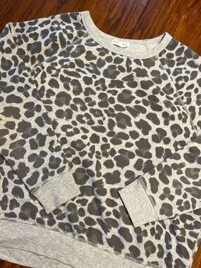 Grayson Threads Gray and Black Leopard Print Pullover Sweatshirt